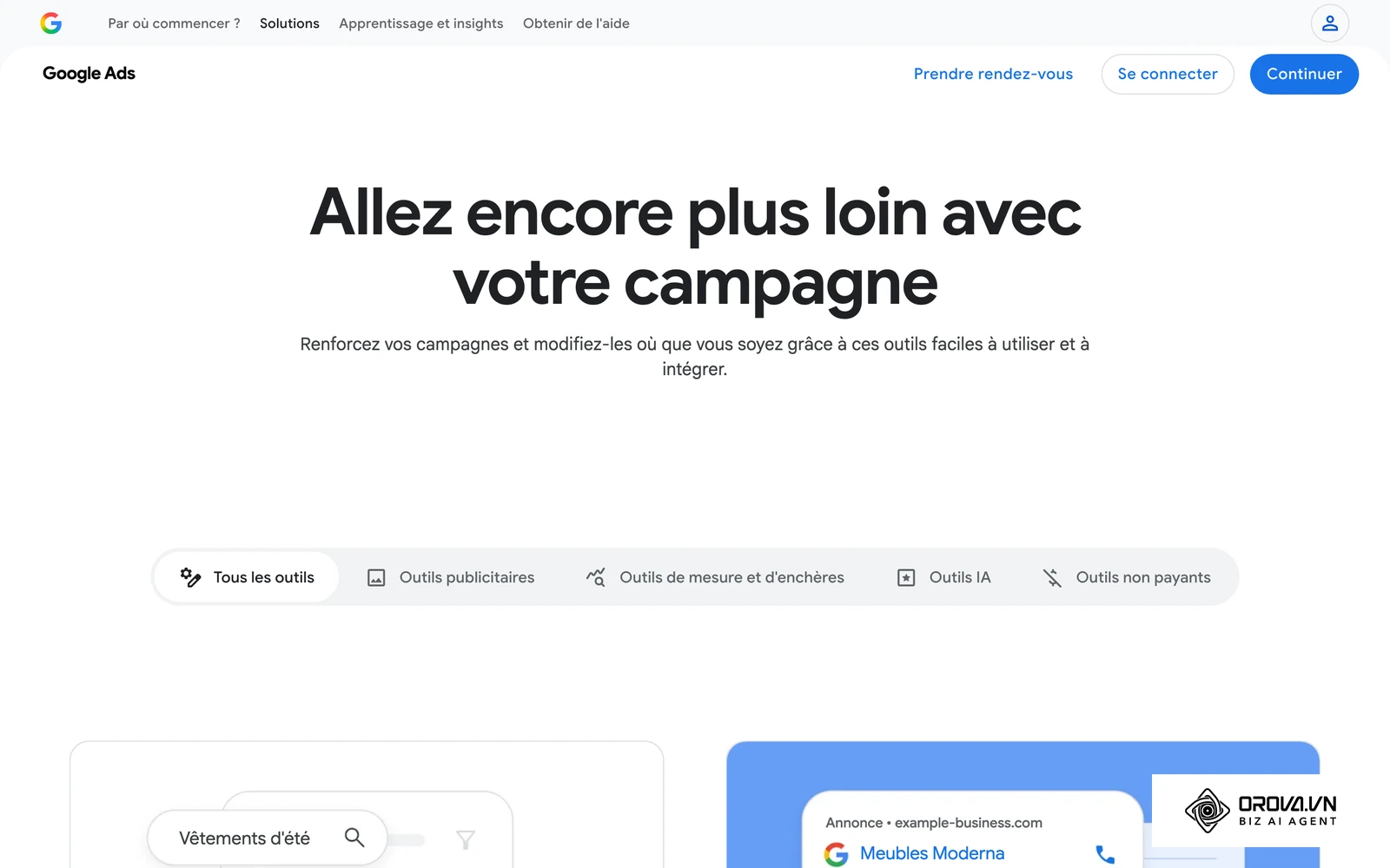 Page officielle sur la mesure des résultats publicitaires.