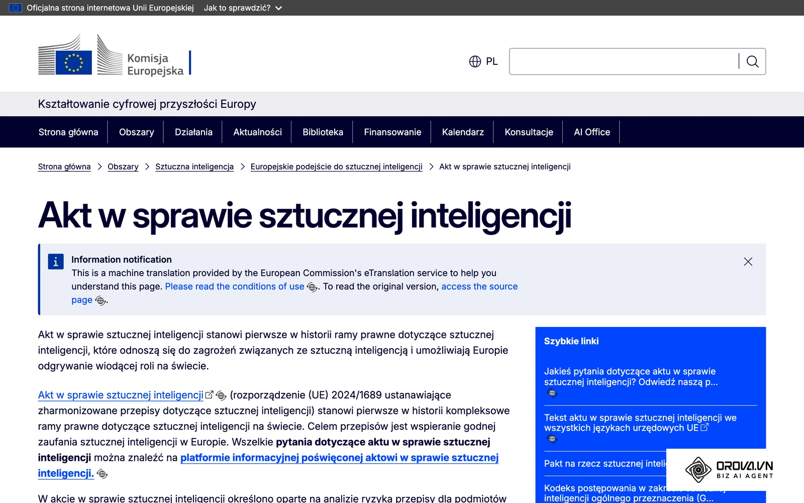 Strona Komisji Europejskiej o akcie w sprawie sztucznej inteligencji (AI Act), który obejmuje także systemy AI w rekrutacji