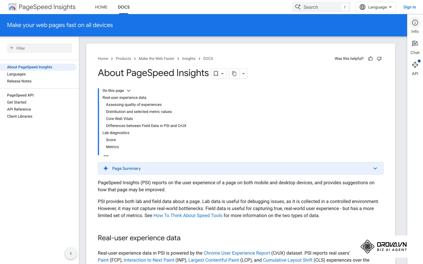 ទំព័រពន្យល់របស់ PageSpeed Insights អំពីភាពខុសគ្នារវាង Lab Data និង Field Data។