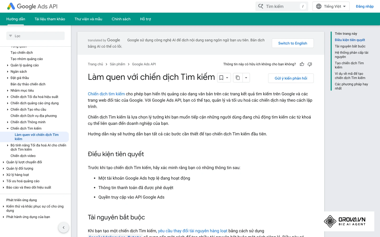 Tài liệu chính thức của Google về cách dựng chiến dịch tìm kiếm.