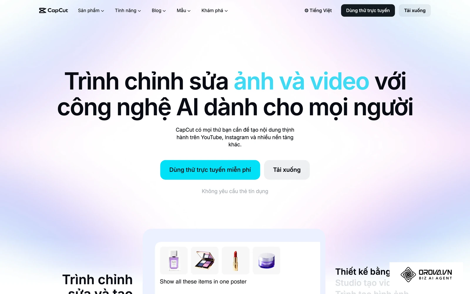 Trang chủ CapCut, phần mềm dựng video hay dùng để chỉnh khung dọc 9:16 và căn chữ vào vùng an toàn trước khi hẹn giờ.