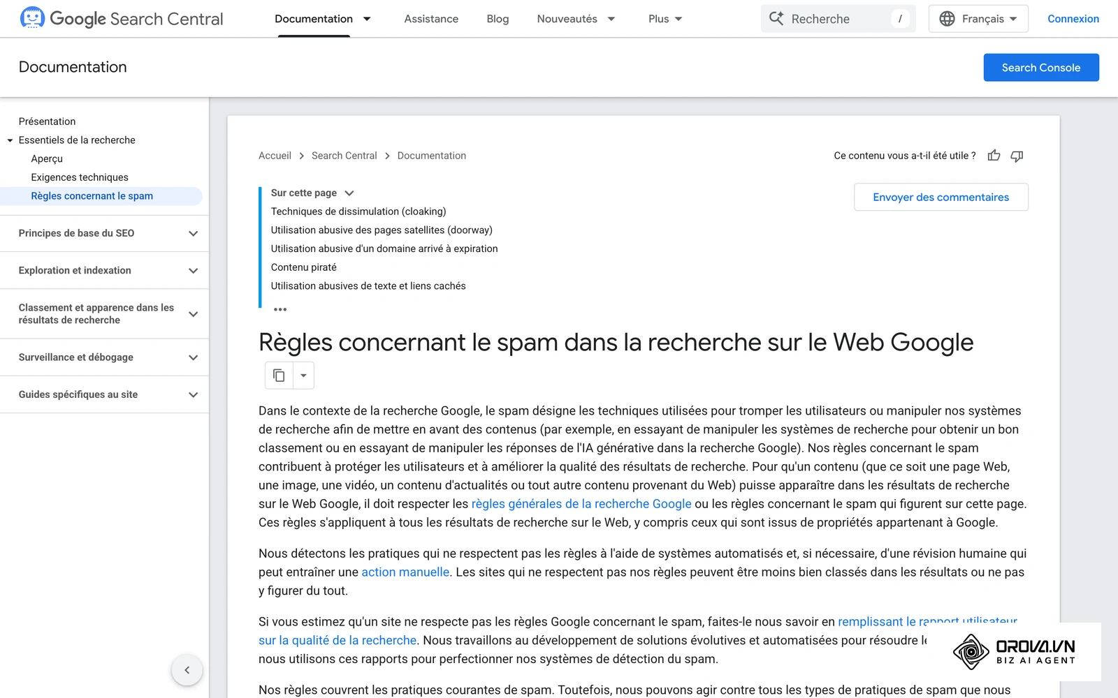 Les règles de Google concernant le spam détaillent les pratiques qui exposent un site à une pénalité.