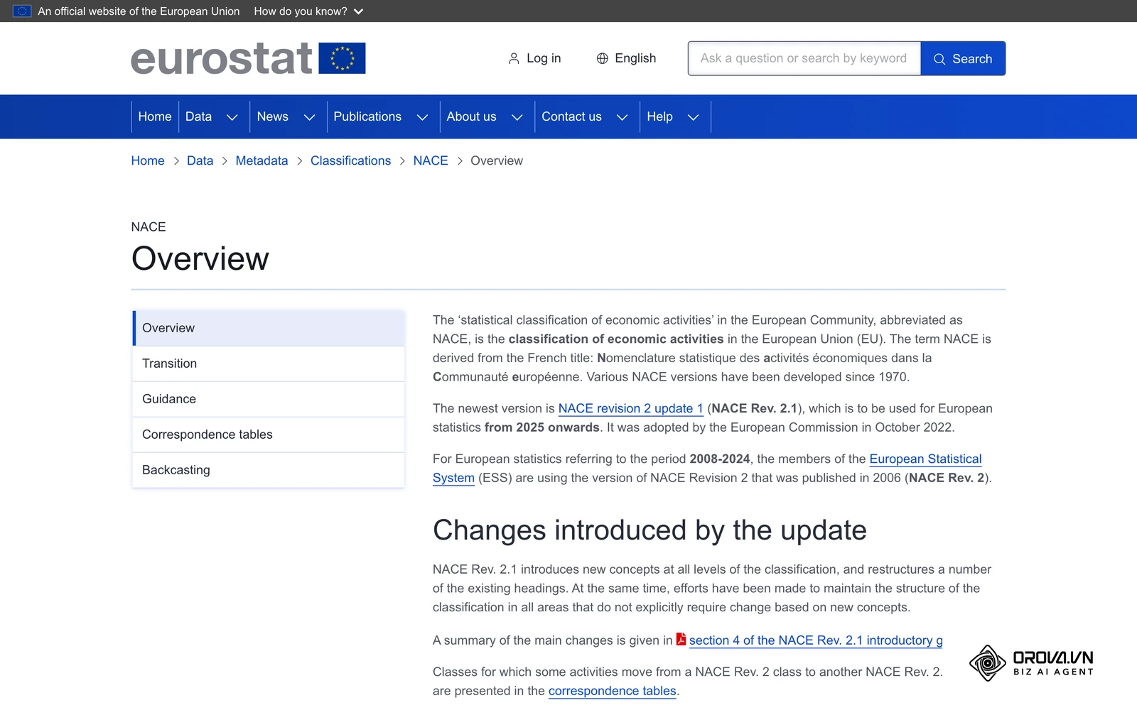 Pagina Eurostat despre clasificarea NACE Rev. 2, pe care se bazează codurile CAEN folosite pentru a delimita industria clientului ideal.