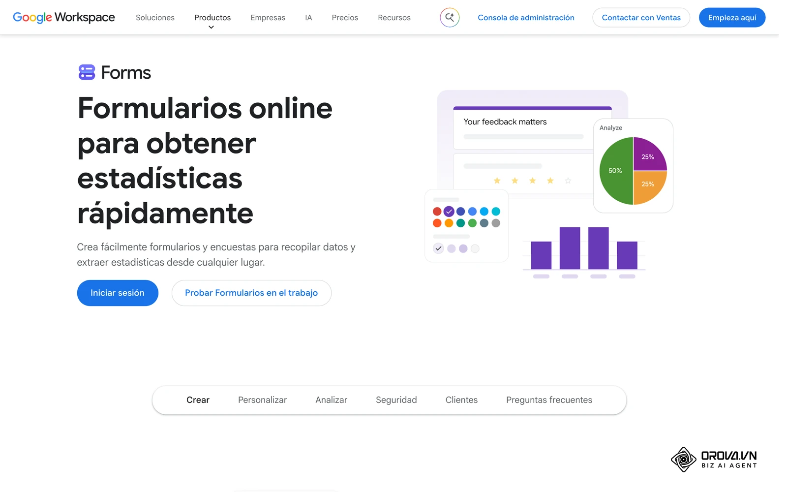 Página oficial de Google Forms, una opción para enviar las encuestas de pulso de los días 7, 30 y 90.