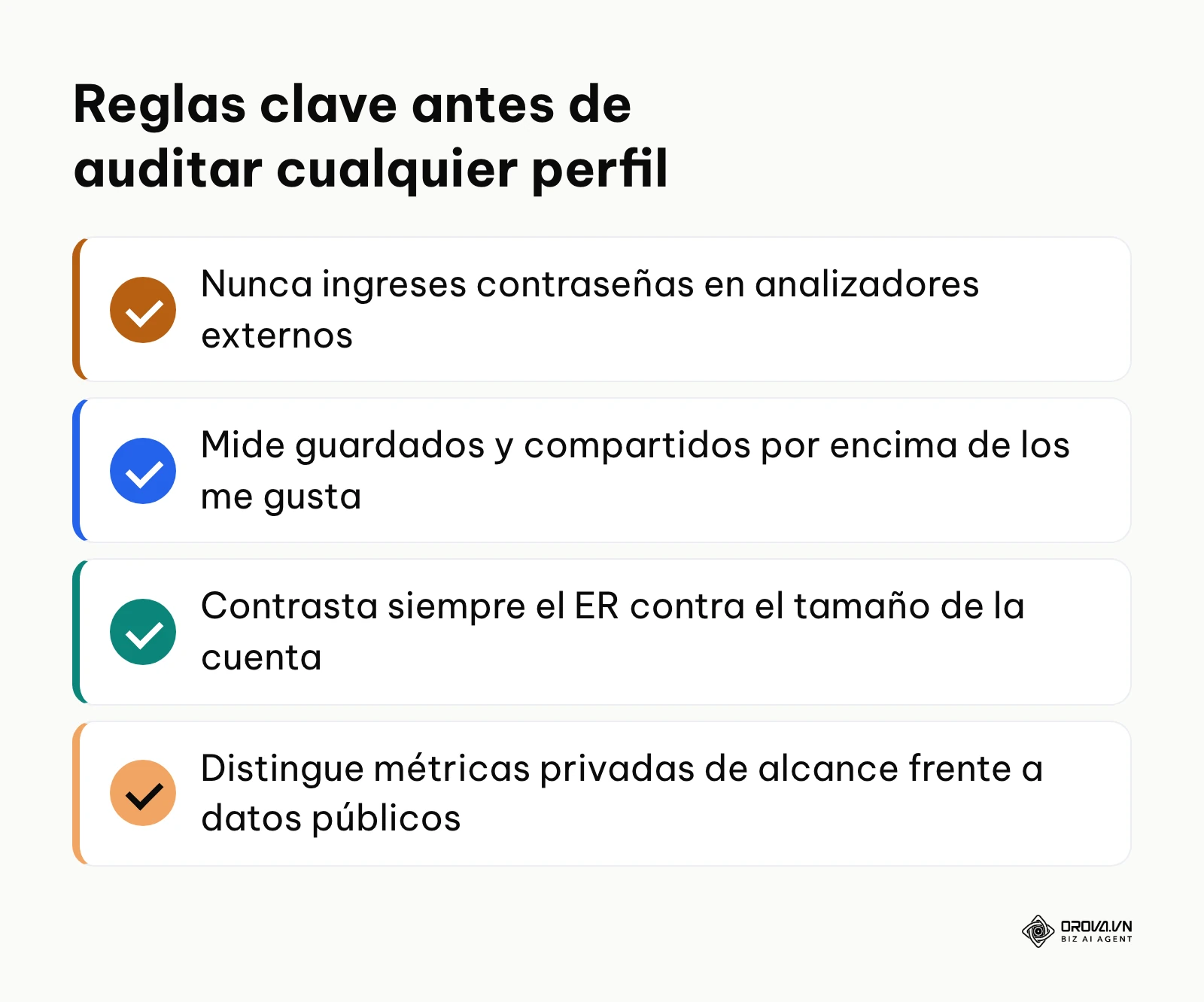 Resumen con cuatro reglas fundamentales para analizar cuentas de Instagram de forma segura.