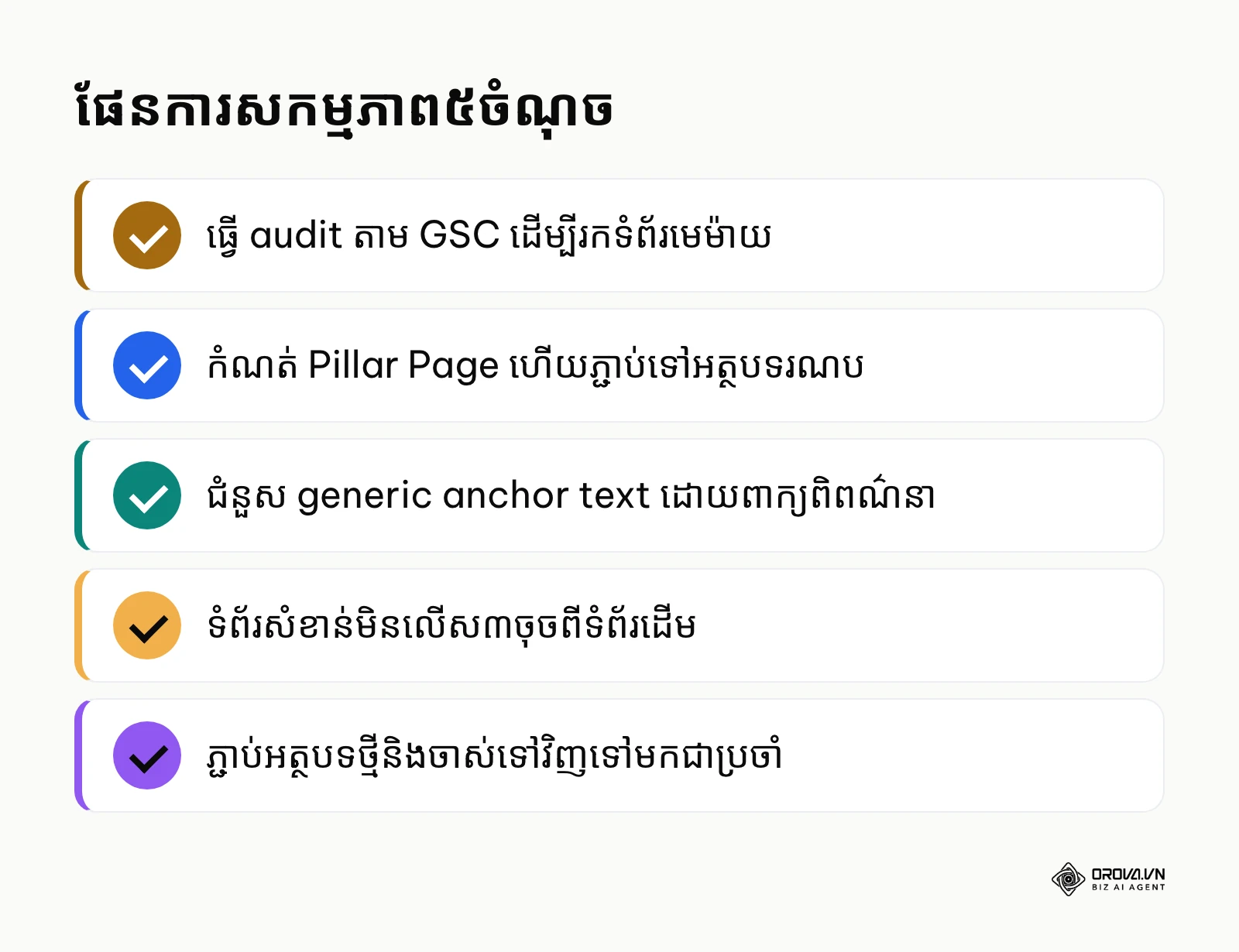 សេចក្តីសង្ខេបផែនការសកម្មភាព៥ចំណុចសម្រាប់រៀបចំ internal link structure
