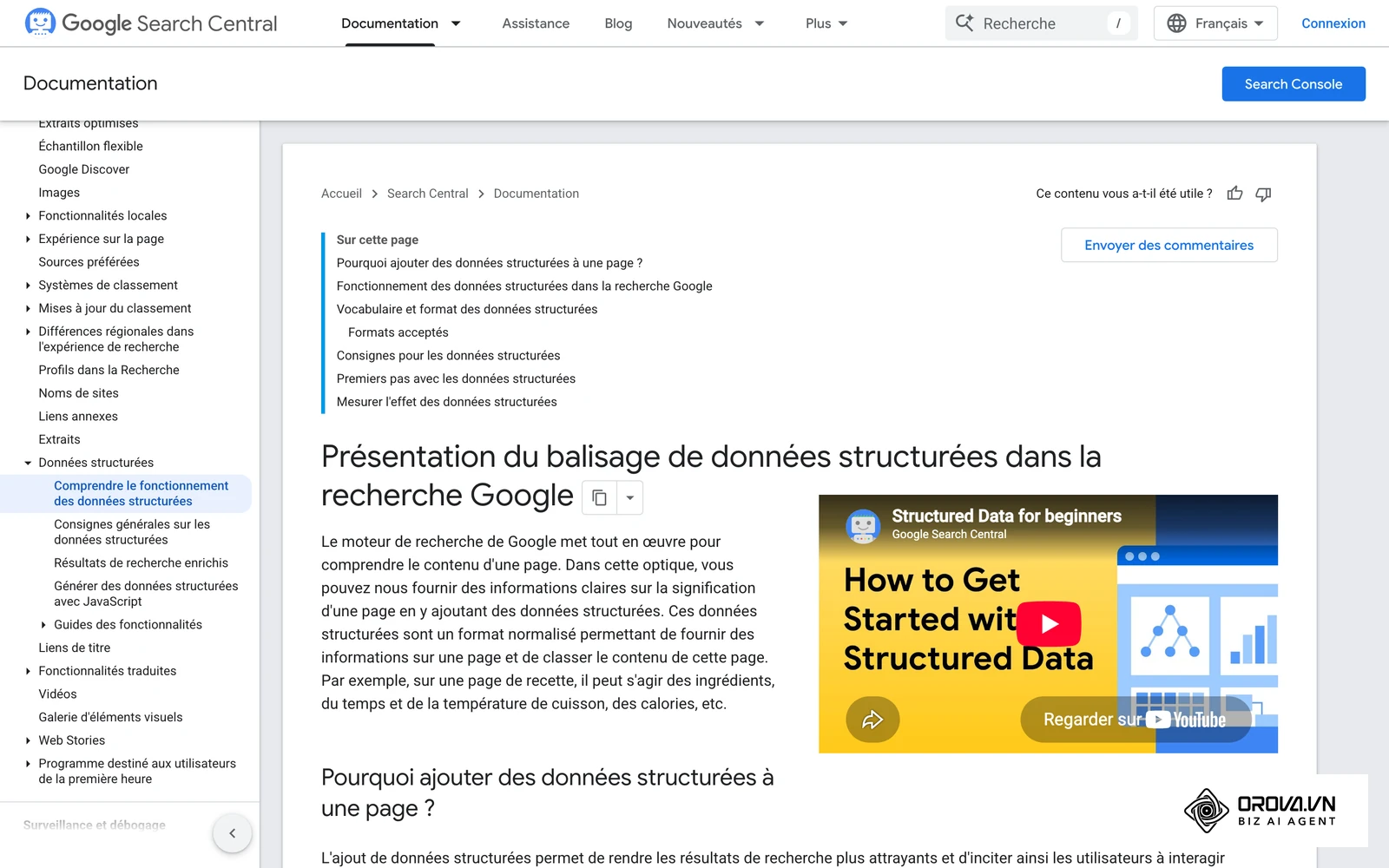 La documentation de Google sur les données structurées, utile pour vérifier votre balisage JSON-LD.