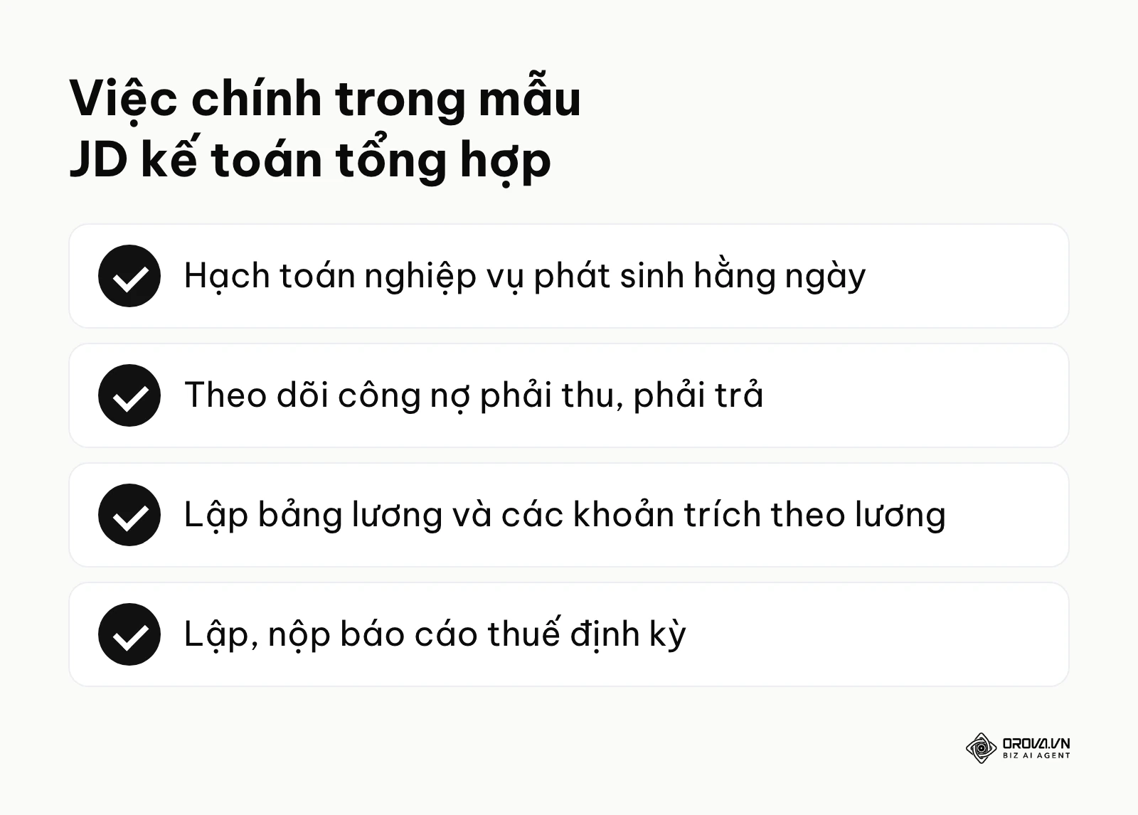 Bốn việc chính trong mẫu JD kế toán tổng hợp