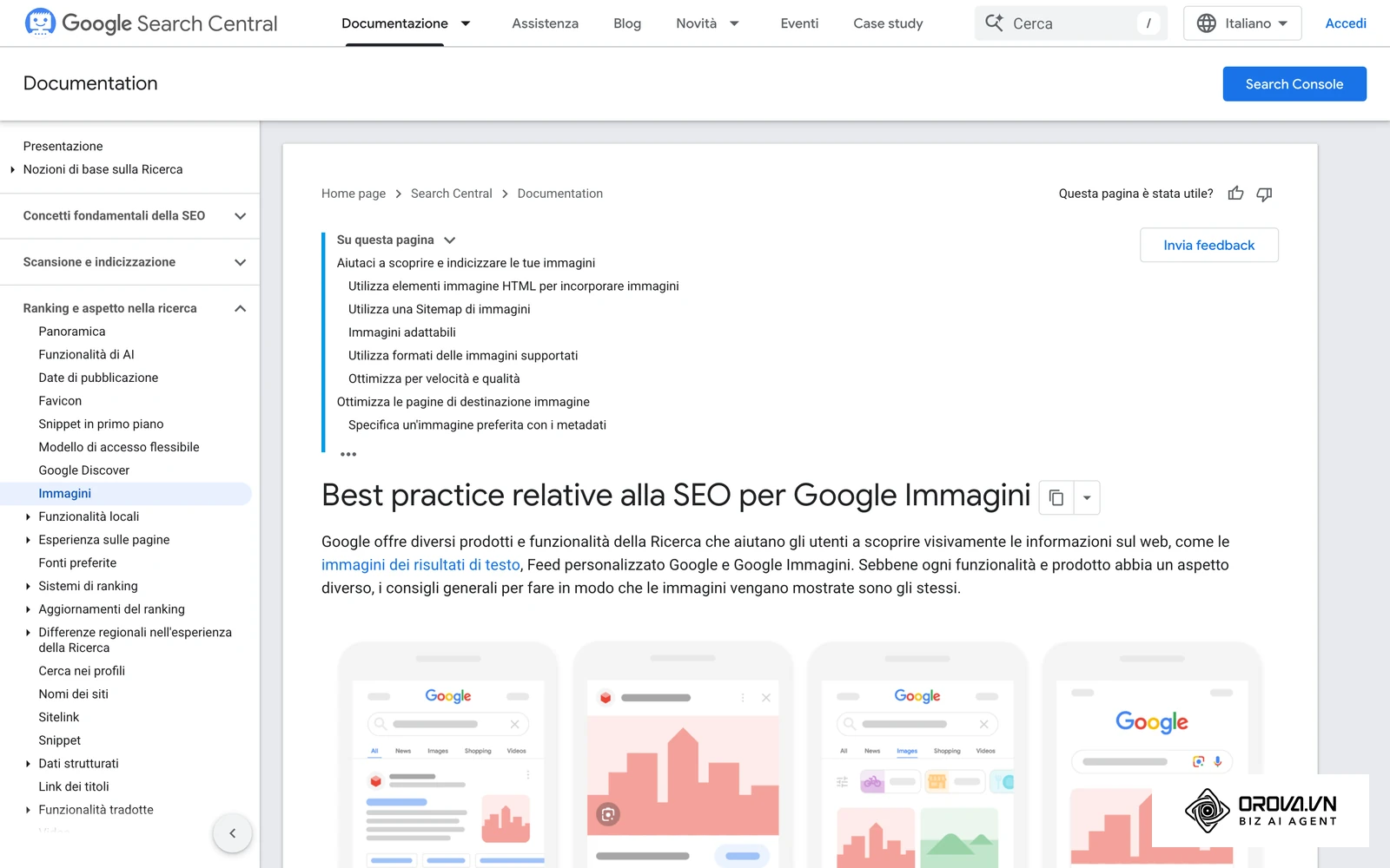 Best practice di Google per le immagini: formati supportati, nomi file e testo alternativo descrittivo.