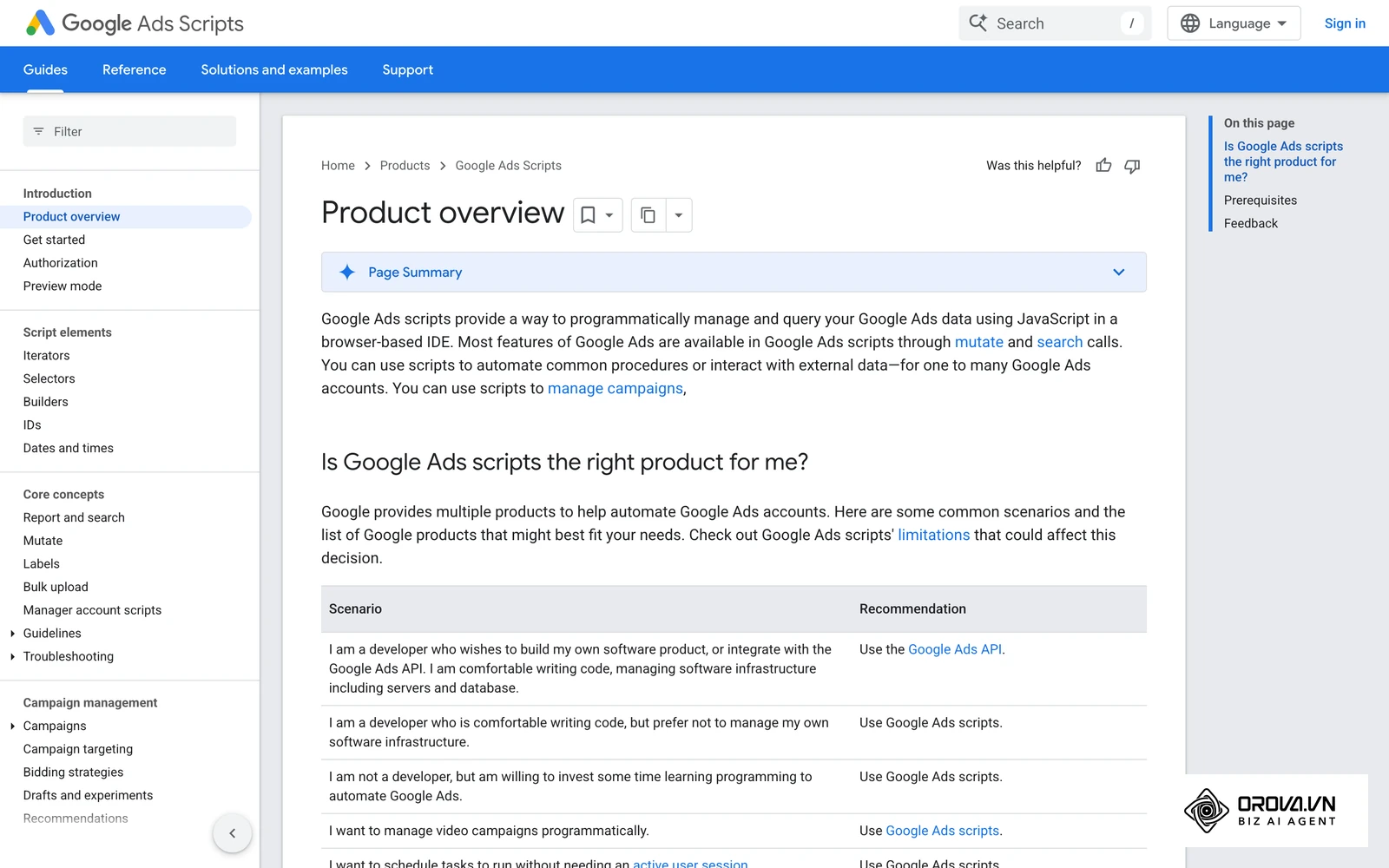 Google Ads scripts documentation: when native rule menus cannot express your logic, scripts let you write custom rules in JavaScript.