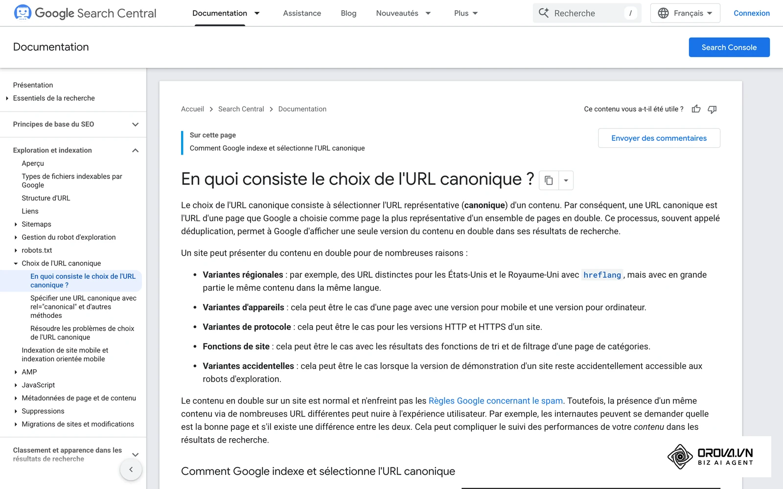 Consignes Google pour la gestion des URL canoniques et le traitement des contenus dupliqués.