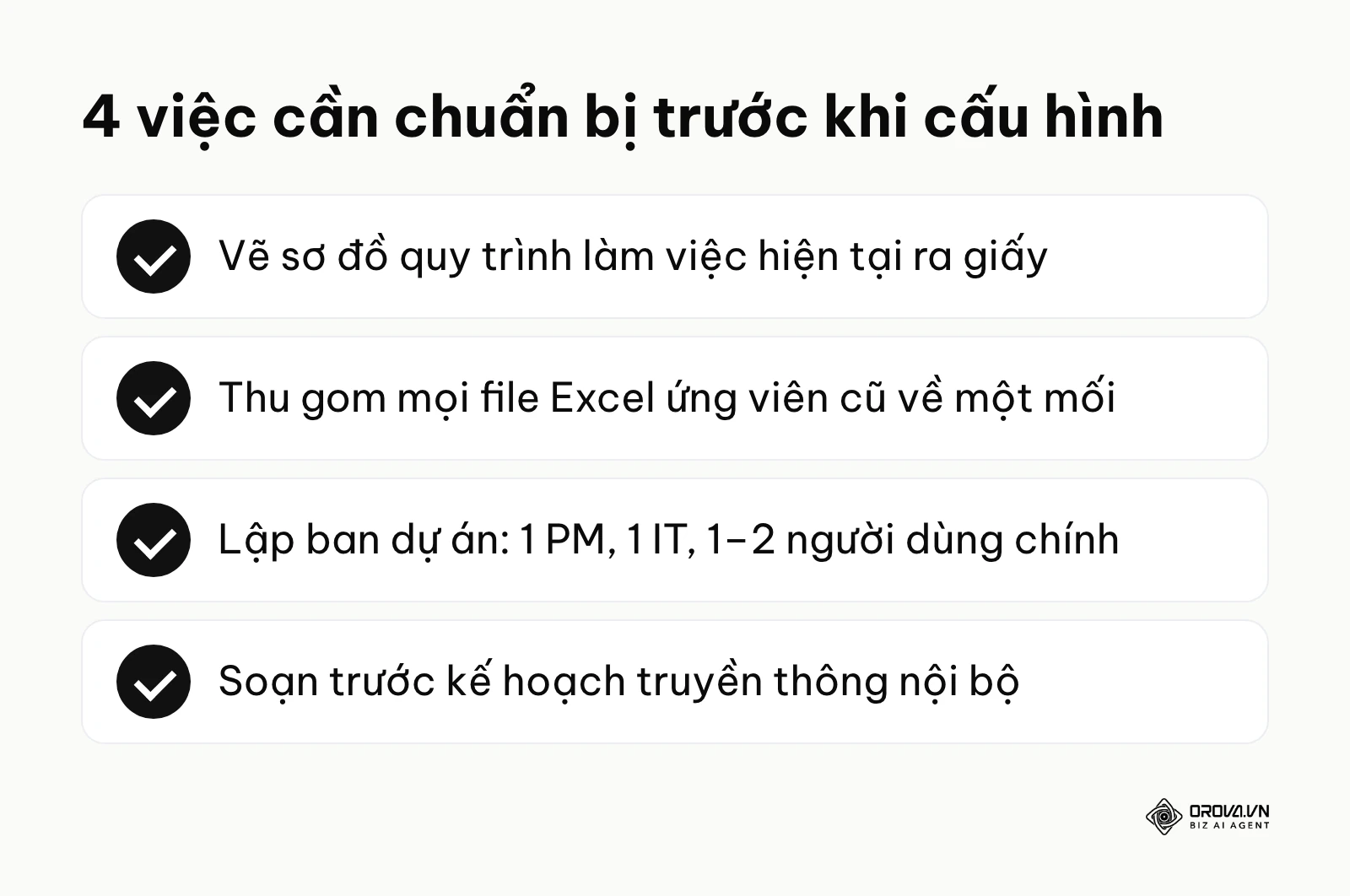 Danh sách các tài nguyên và nhân sự cần chuẩn bị trước khi bắt tay vào cấu hình hệ thống tuyển dụng.