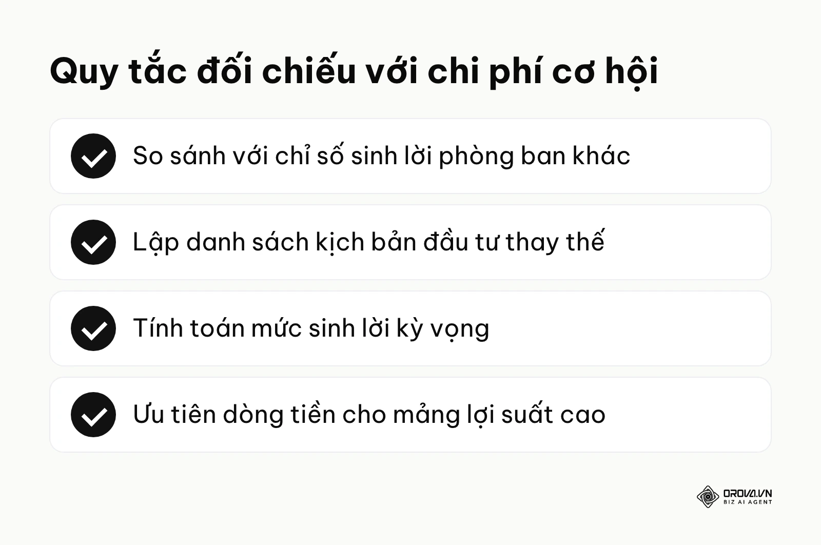 Tóm tắt các quy tắc khi đối chiếu kết quả đo lường với chi phí cơ hội