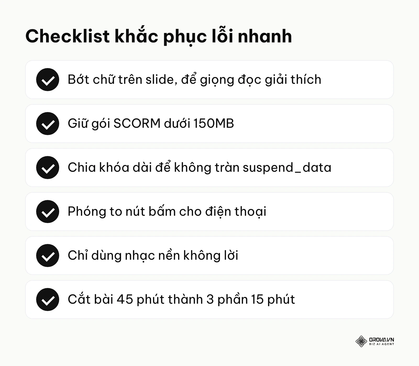 Bảng checklist những việc cần làm để tránh lỗi E-learning phổ biến