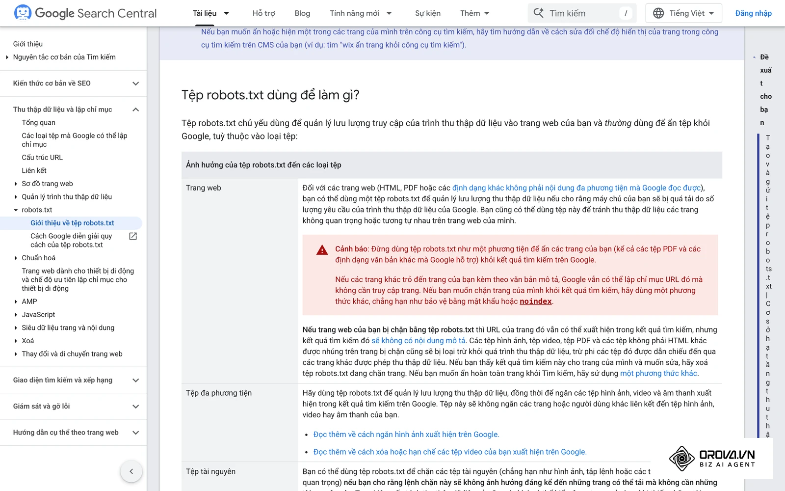 Robots.txt là một tệp tin văn bản nằm ở thư mục gốc của website, dùng để hướng dẫn các con bot tìm kiếm xem chúng được phép (Allow) và không được phép (Disallow) thu thập dữ liệu ở thư mục/bài viết nào.