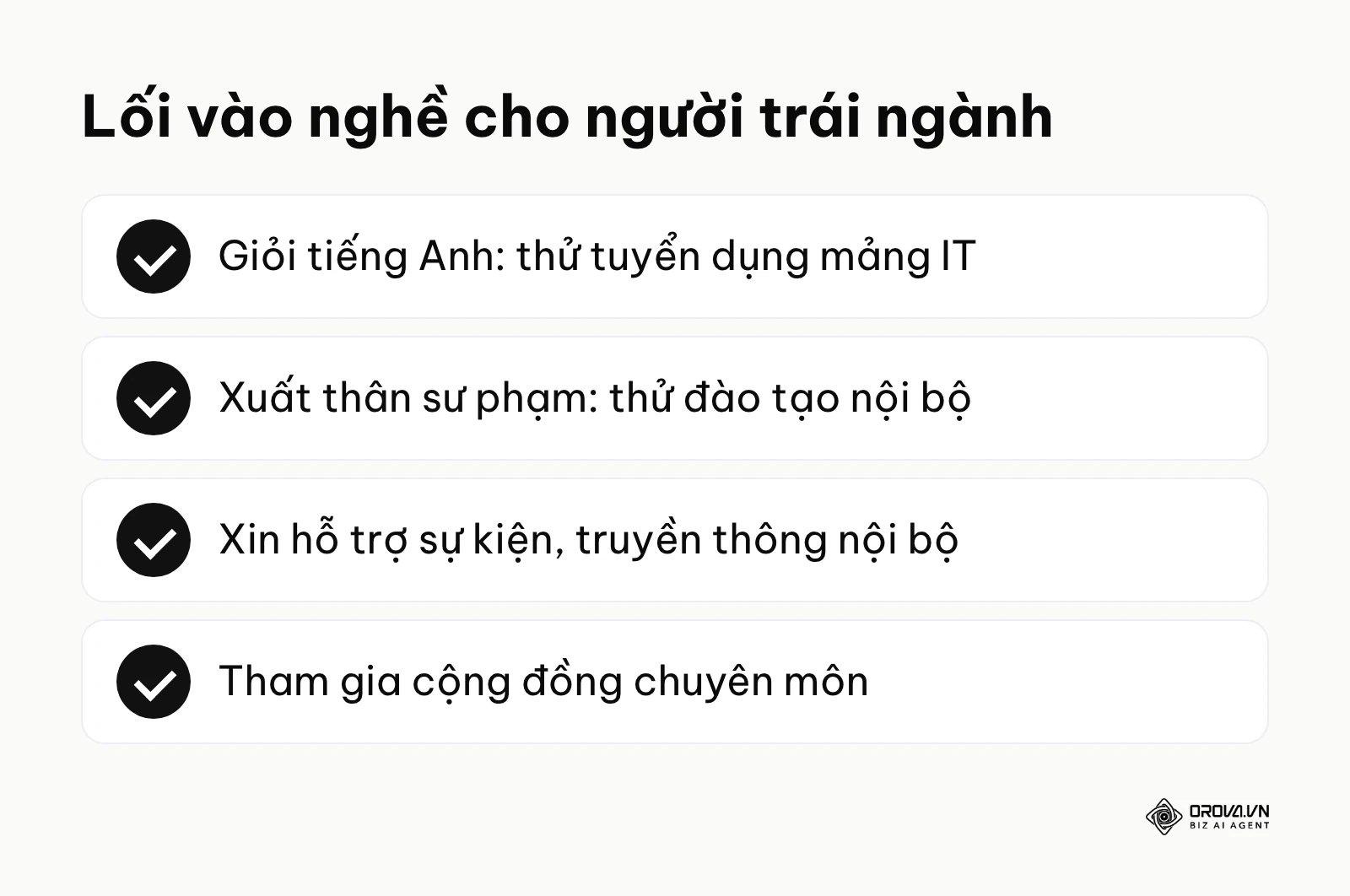 Bảng tóm tắt các bước dành cho người muốn chuyển hướng sang làm nghề nhân sự