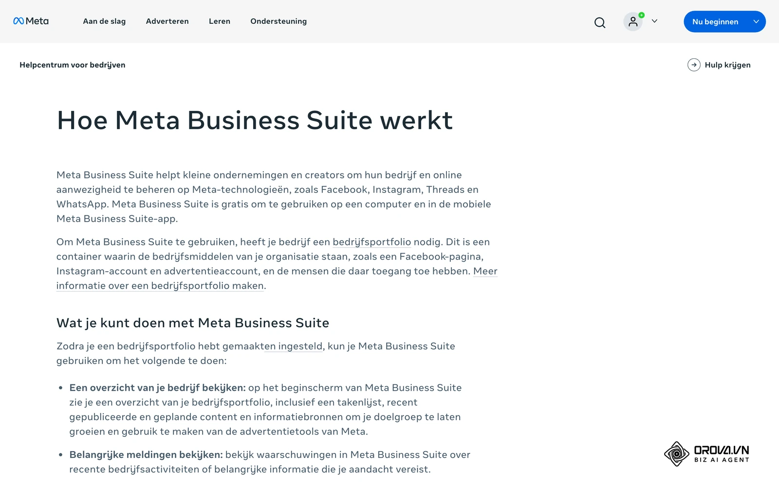 Meta Helpcentrum voor bedrijven (Nederlands): Hoe Meta Business Suite werkt, met het bedrijfsportfolio als basis.