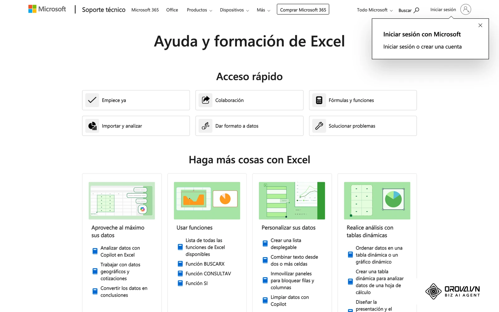 El centro de ayuda oficial de Microsoft Excel reúne la documentación sobre tablas, gráficos y análisis de datos.
