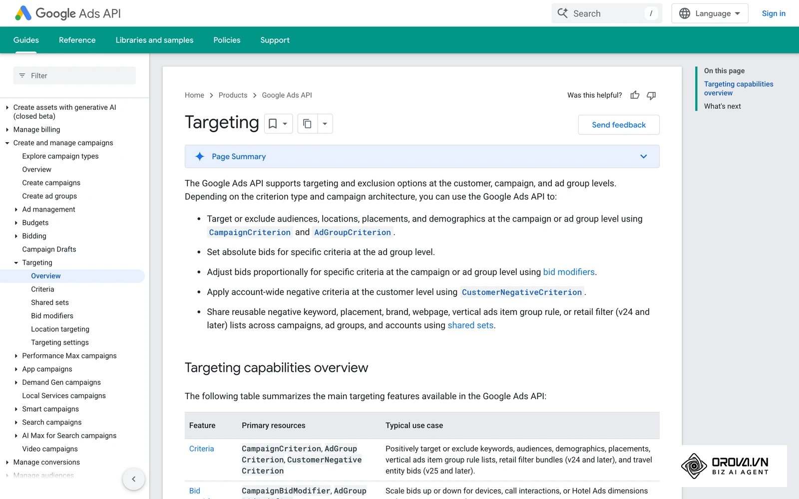 Google's official documentation on targeting options in Google Ads, the settings that decide which campaigns can reach the same people.