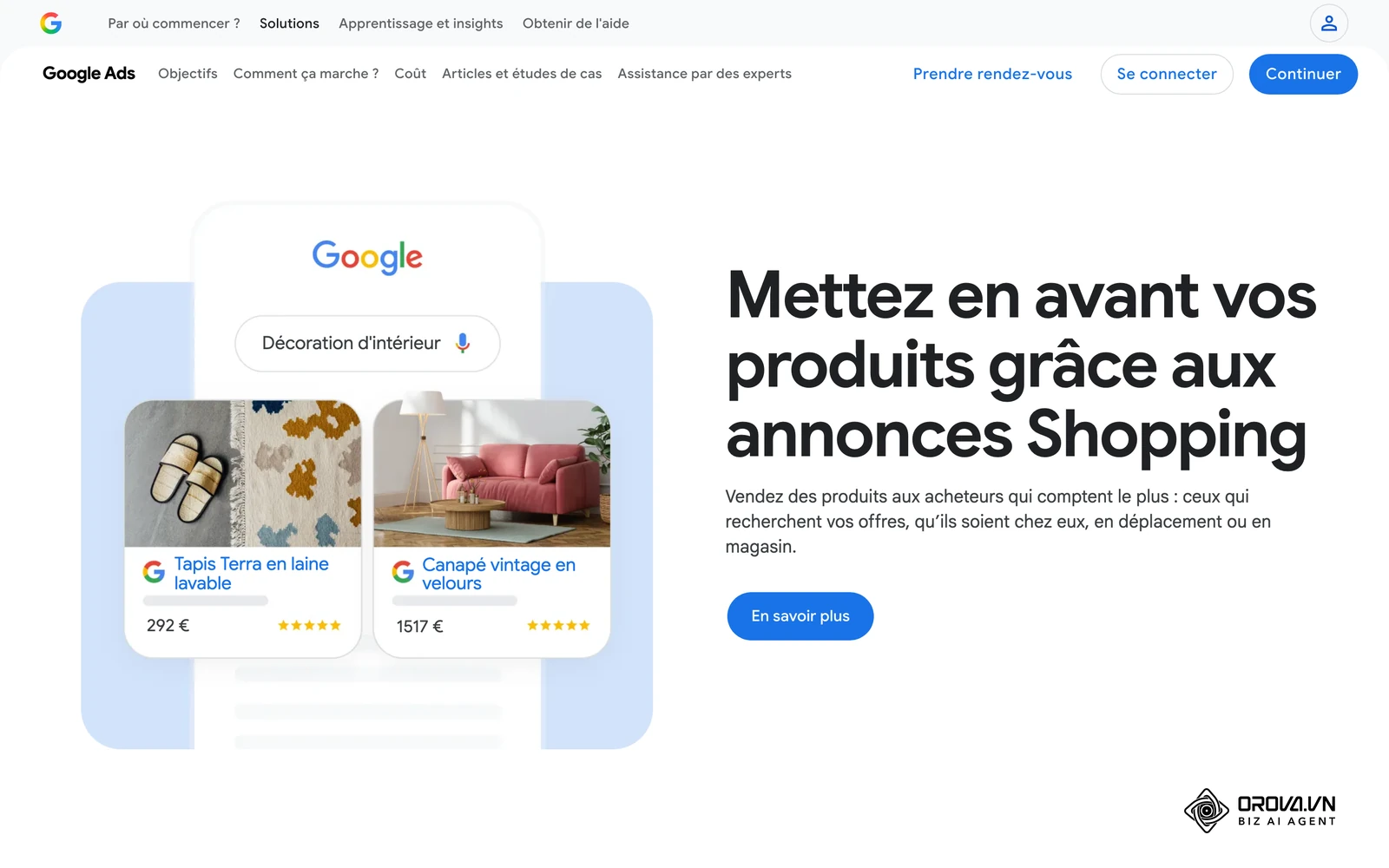 Page officielle Google Ads sur les annonces Shopping, socle du scénario e-commerce.