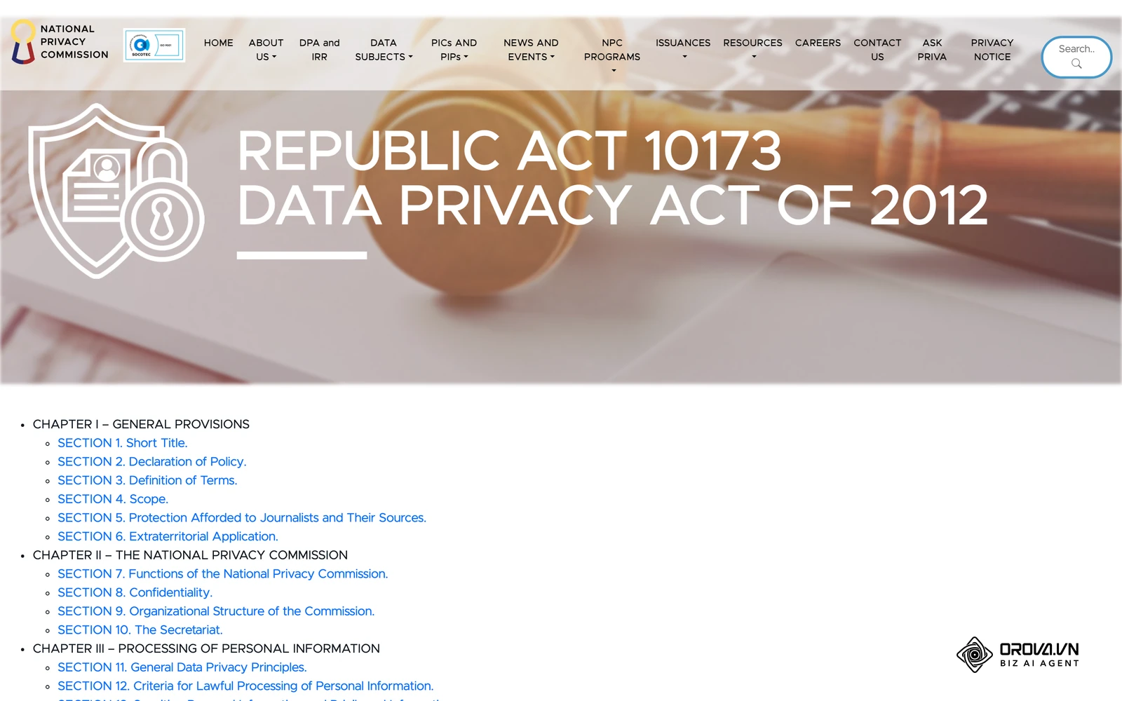 Teksto ng Data Privacy Act of 2012 (RA 10173) sa opisyal na website ng National Privacy Commission ng Pilipinas.