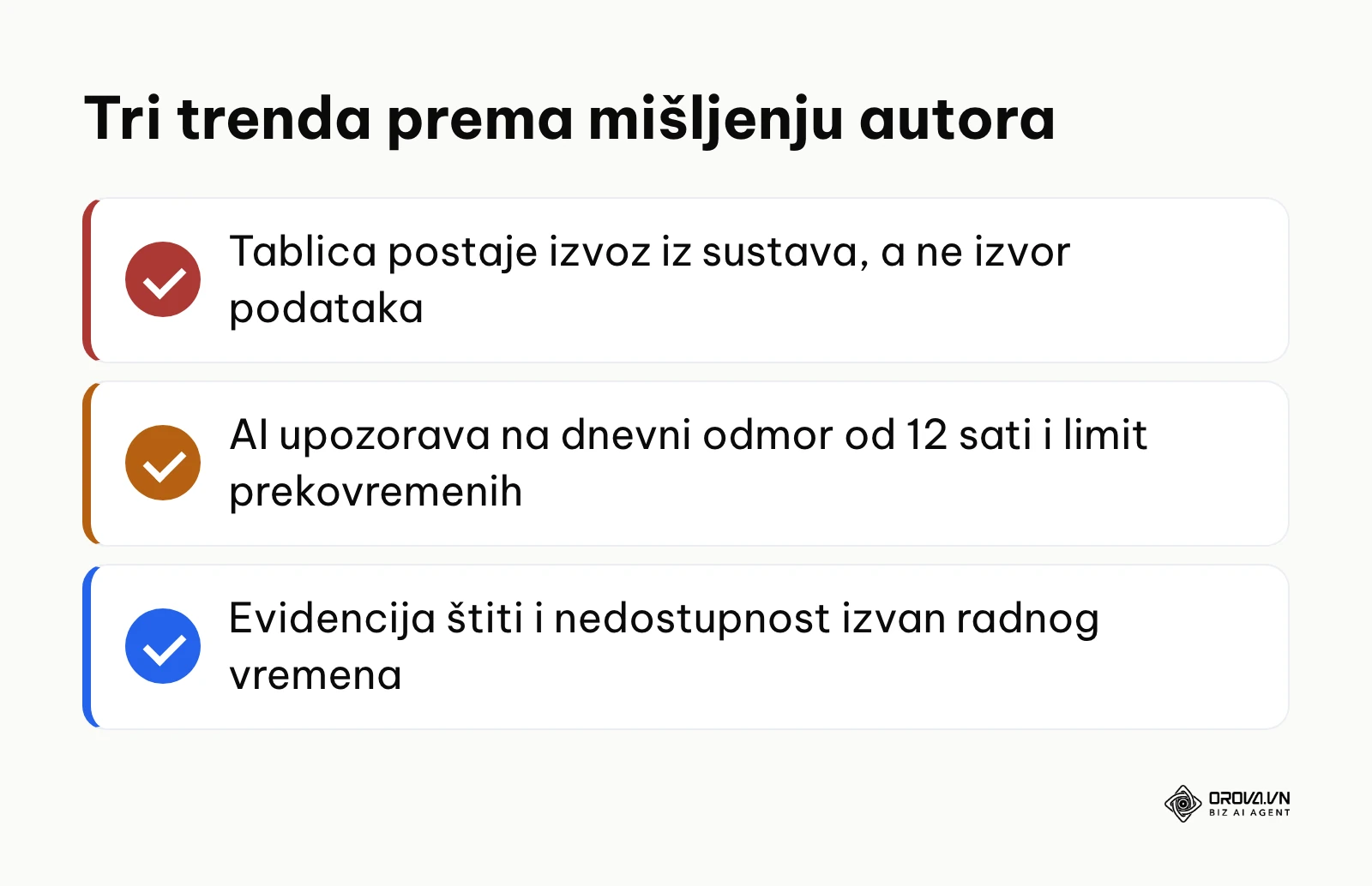 Sažetak tri trenda u evidenciji radnog vremena prema mišljenju autora