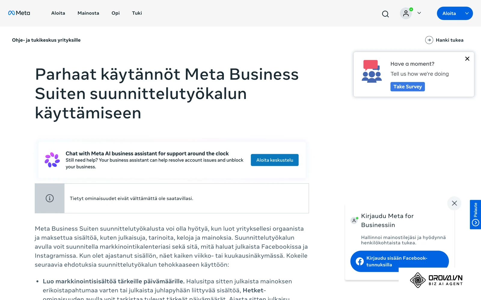 Metan ohjekeskus: vinkit Meta Business Suiten Suunnittelijan käyttöön viikko- ja kuukausinäkymässä.