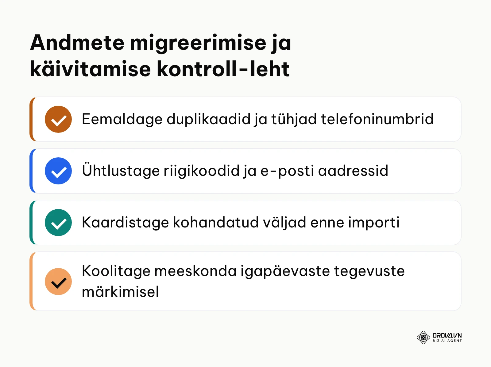 Andmete migreerimise ja meeskonna koolituse praktiline kontrollnimekiri
