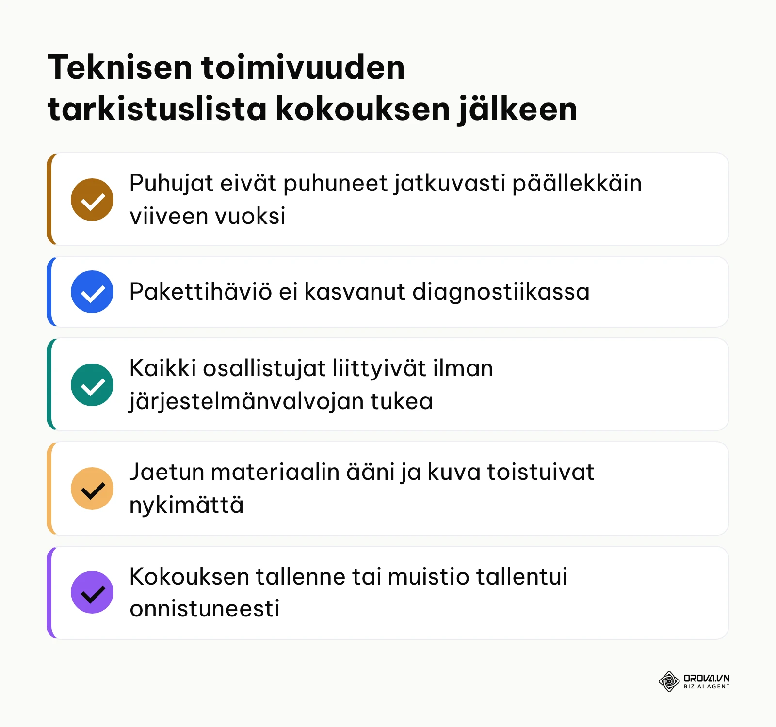 Viisikohtainen tarkistuslista onnistuneen selainkokouksen mittaamiseen