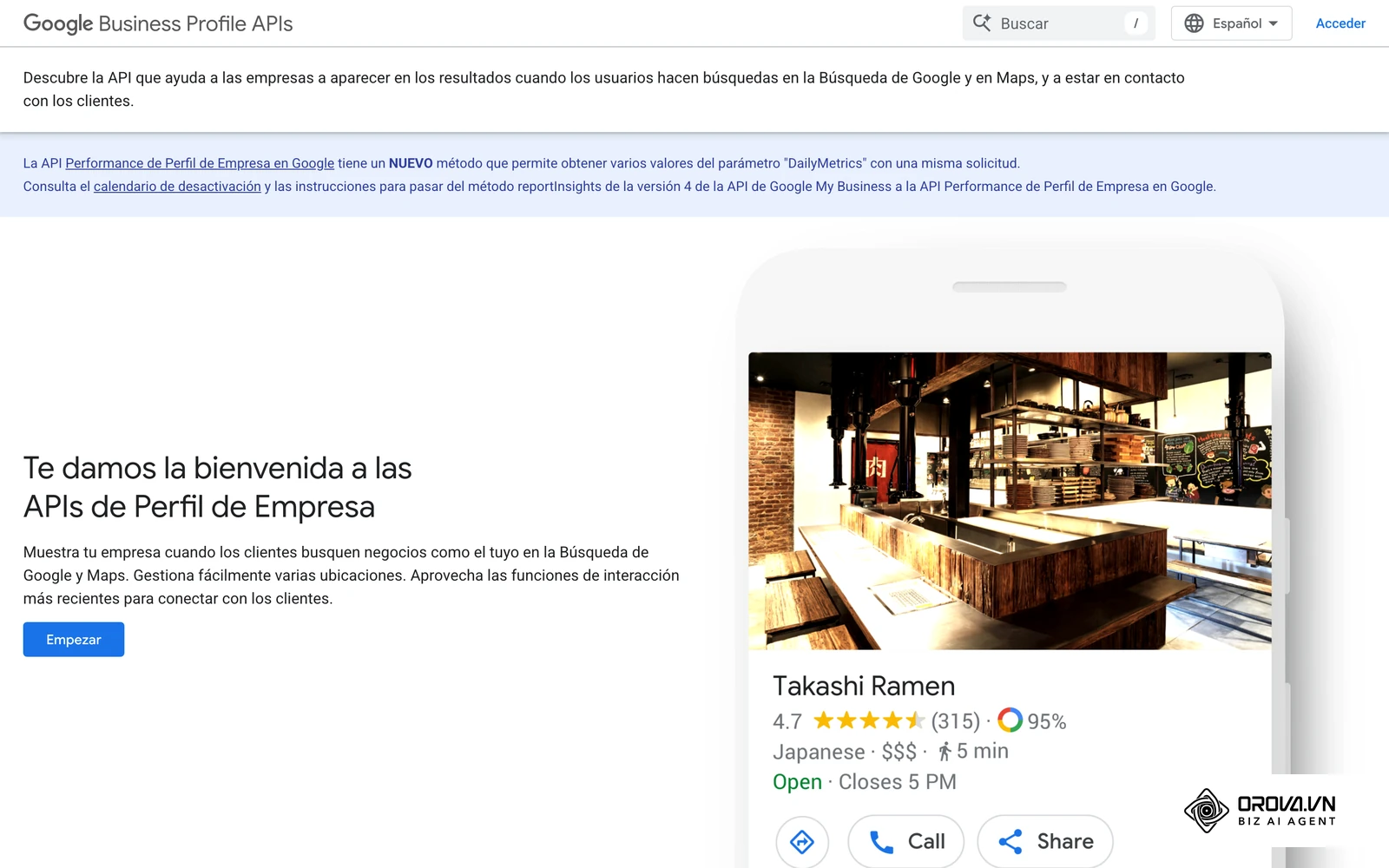 API oficial de Perfil de Empresa, pensada para agencias y cadenas que gestionan muchas ubicaciones.