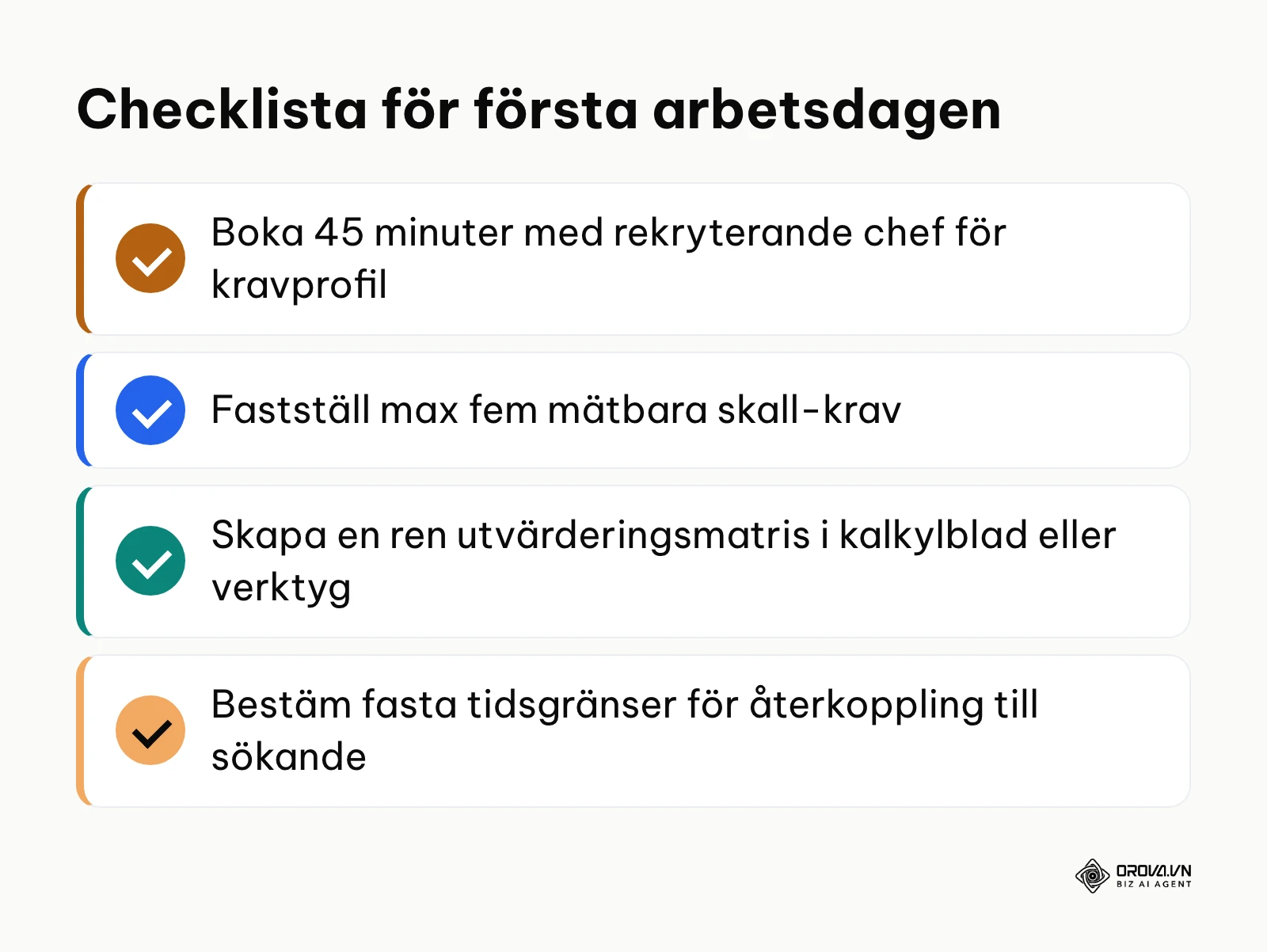Sammanfattande lista över första stegen för att kickstarta rekryteringen