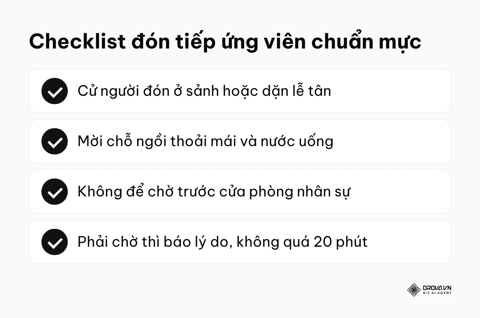 Danh sách các việc cần làm để đón tiếp ứng viên