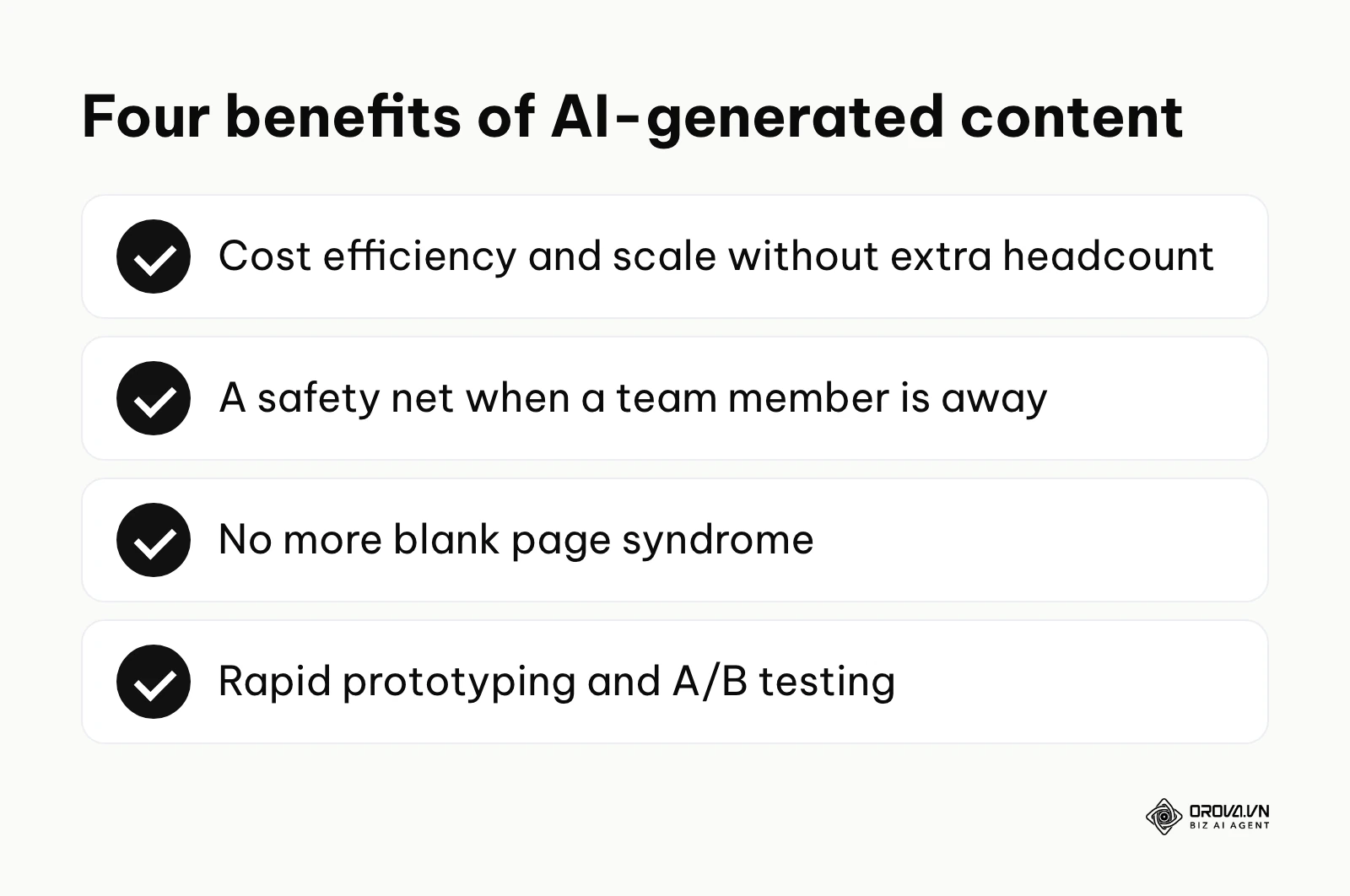 Summary of the four business and user benefits of AI-generated content.