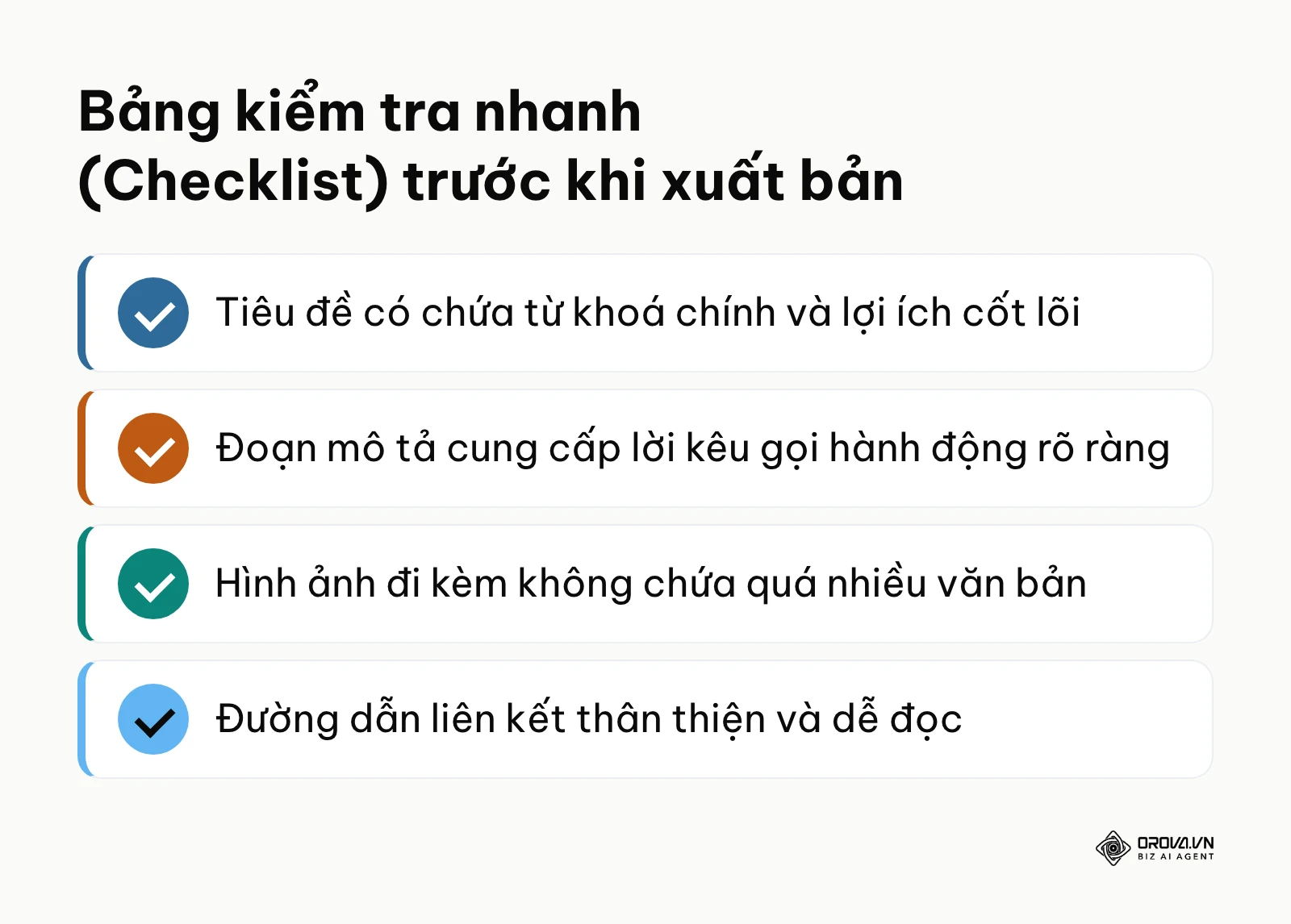Danh sách các hạng mục cần tự rà soát để đảm bảo thông điệp đạt chuẩn