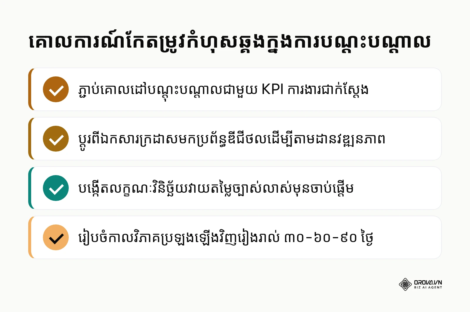 បញ្ជីសង្ខេបចំណុចសំខាន់ដើម្បីកែលម្អផែនការបណ្តុះបណ្តាល