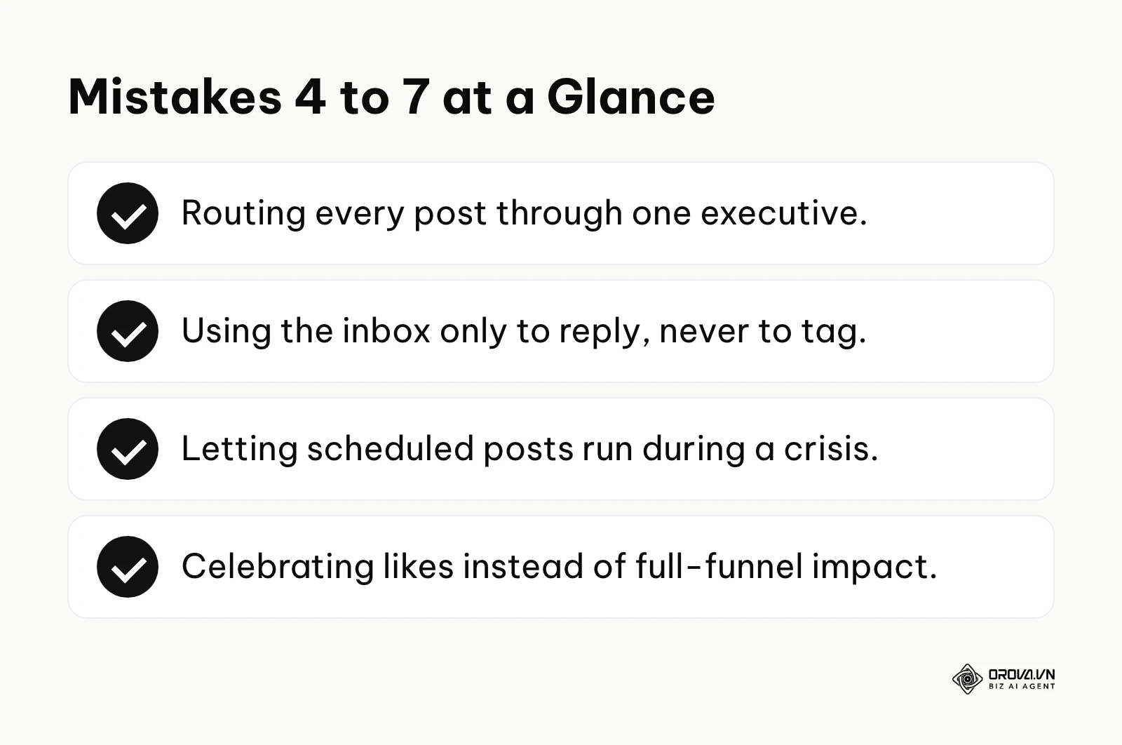 List of mistakes four to seven in social media operations.