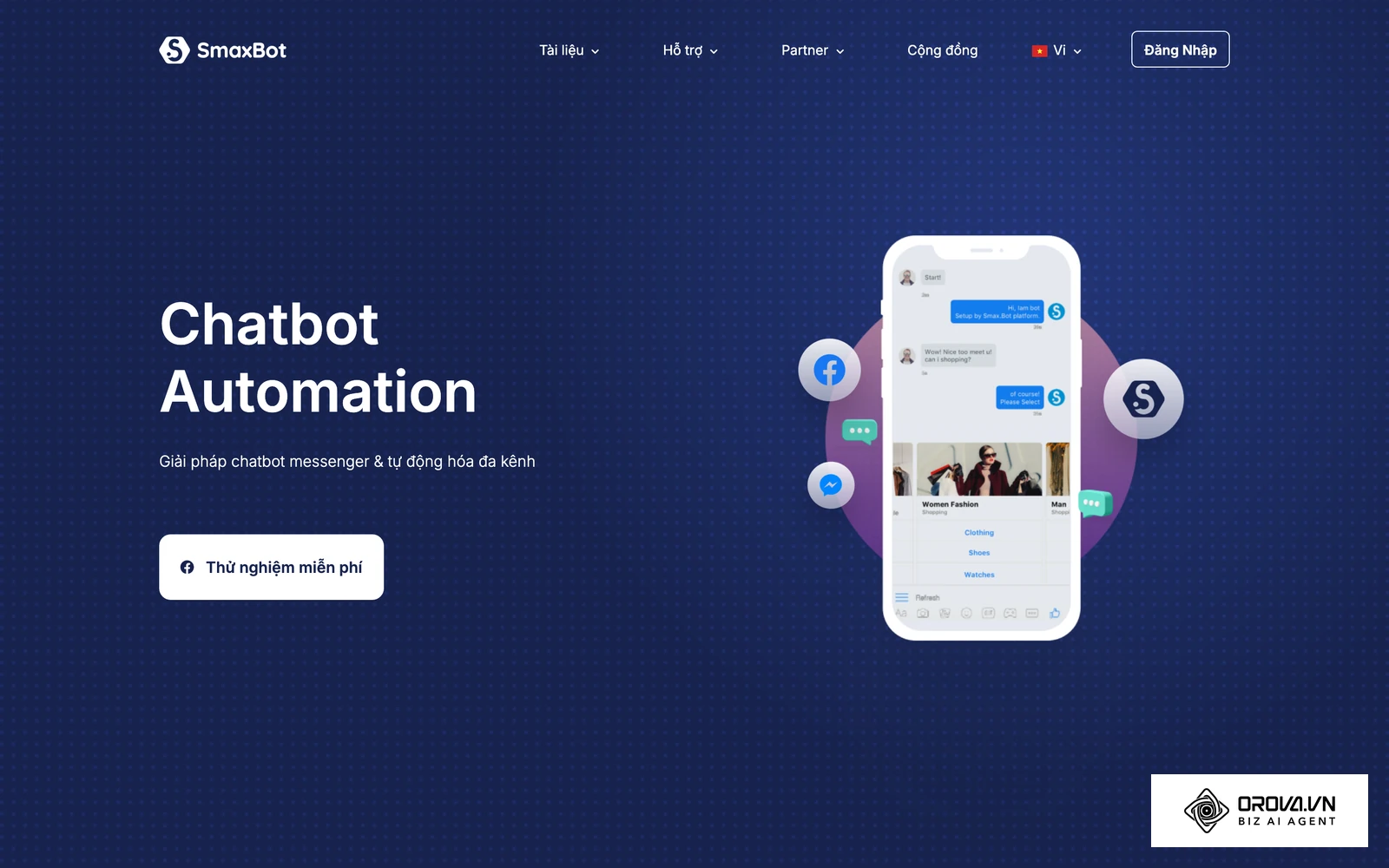 Trang chủ Smax.bot, nền tảng dựng luồng hội thoại tự động cho fanpage.
