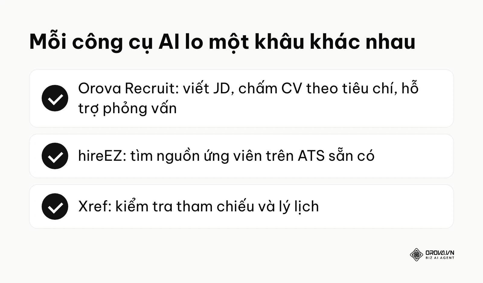 Tóm tắt khâu mà từng công cụ tuyển dụng dùng AI đảm nhận