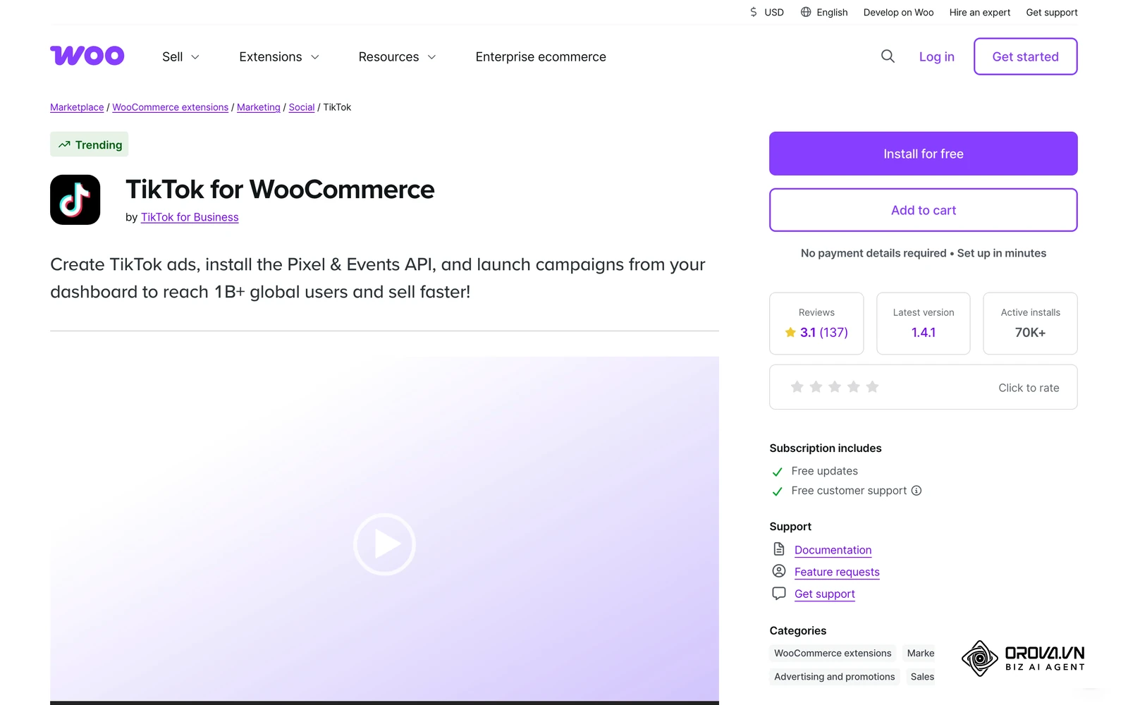 ទំព័រផ្លូវការ TikTok for WooCommerce សម្រាប់ដំឡើង TikTok Pixel និង Events API មុនពេលចាយថវិកា