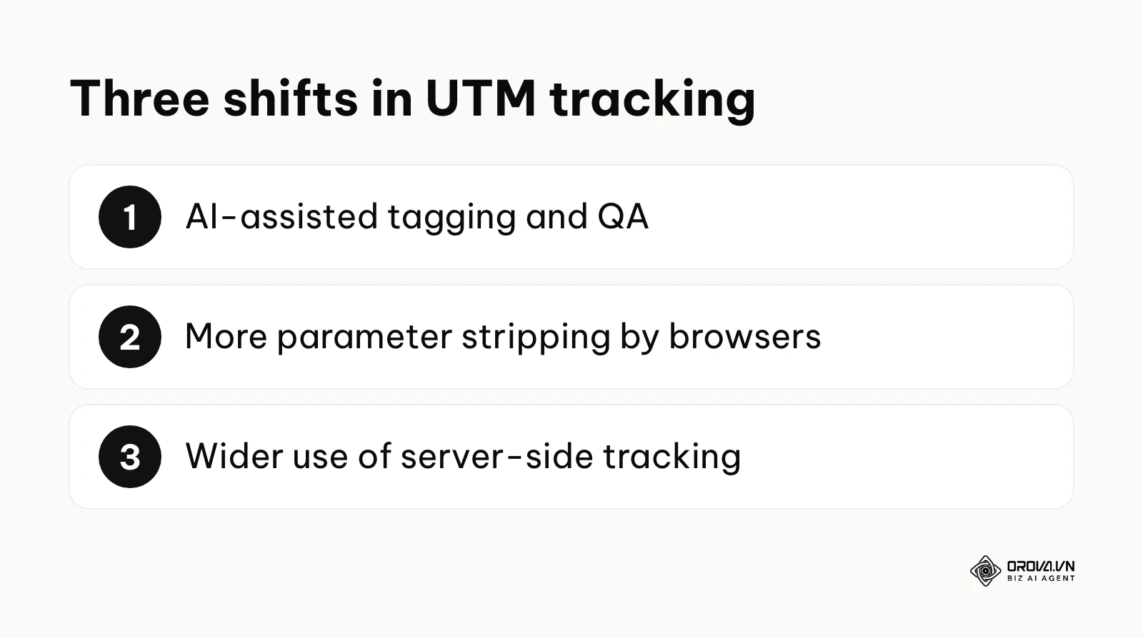 Numbered list of three expected shifts in how UTM tracking works.
