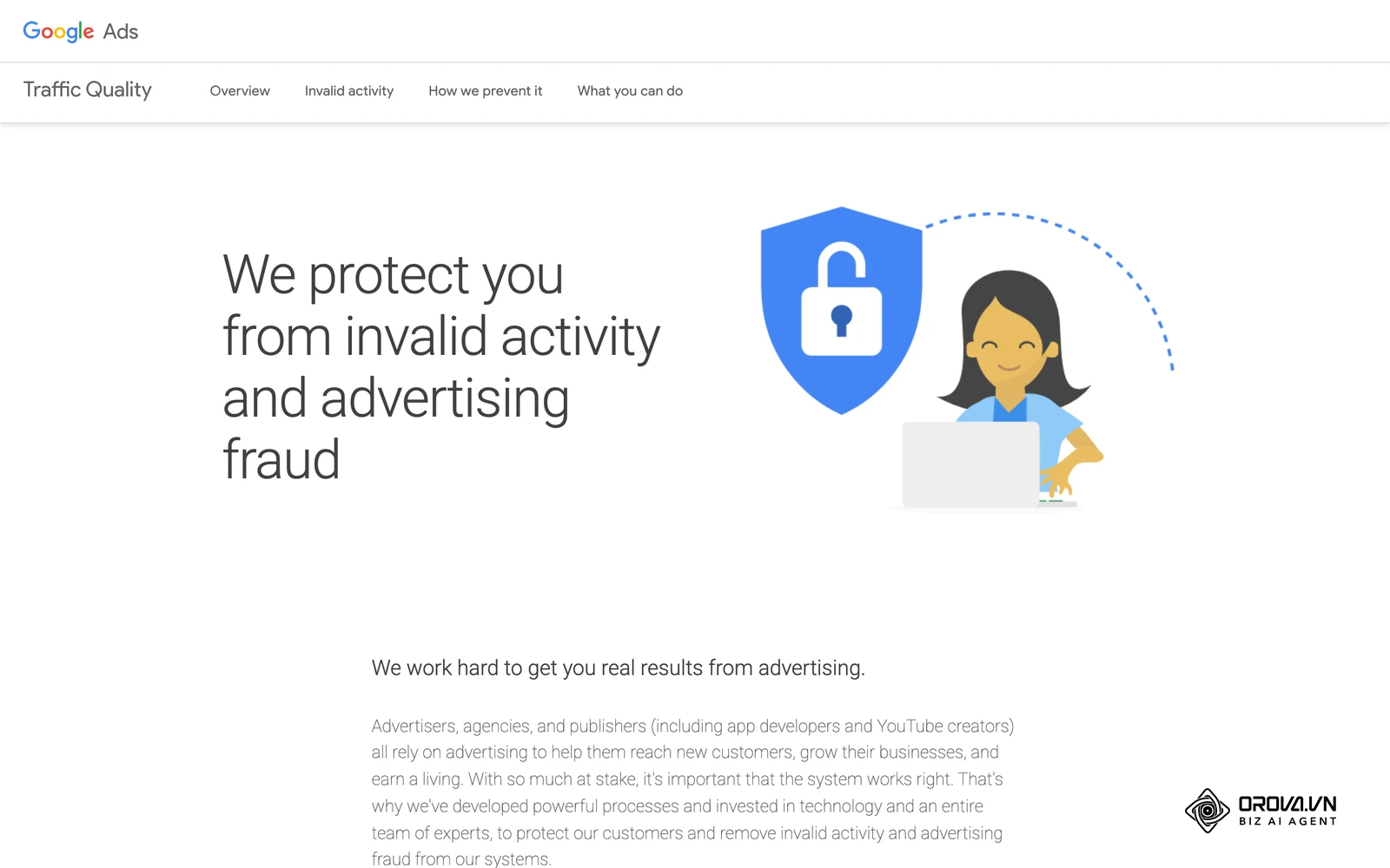 ទំព័រ Ad Traffic Quality ផ្លូវការរបស់ Google ពន្យល់ពីការច្រោះចរាចរណ៍មិនត្រឹមត្រូវ (Invalid traffic) ចេញពីវិក្កយបត្រ