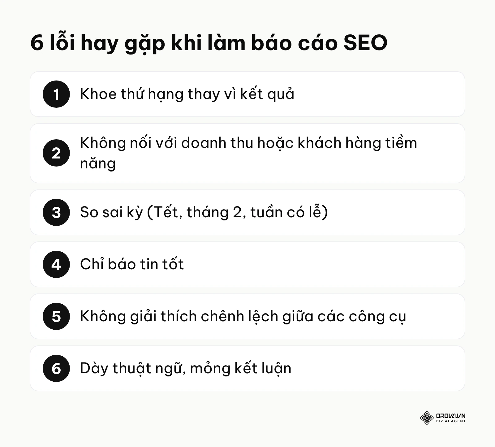 Danh sách 6 lỗi hay gặp khi làm báo cáo SEO hàng tháng