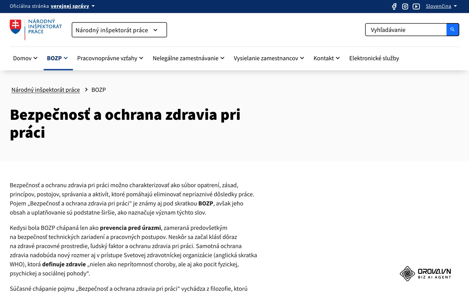 Sekcia BOZP na oficiálnej stránke Národného inšpektorátu práce (ip.gov.sk), zdroj informácií k povinnému školeniu bezpečnosti práce.