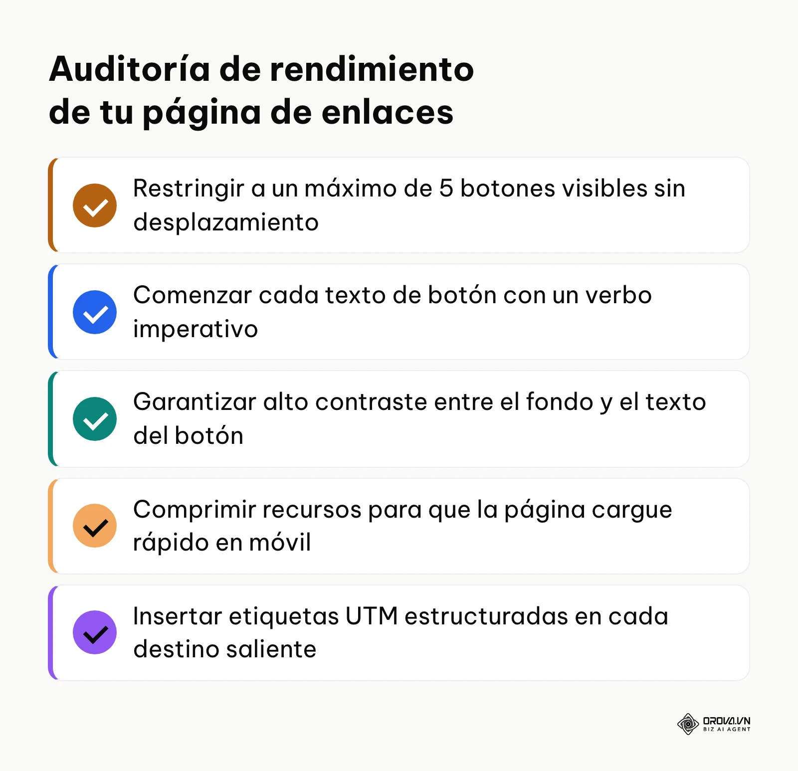 Lista de cinco verificaciones críticas para mejorar el rendimiento de los enlaces