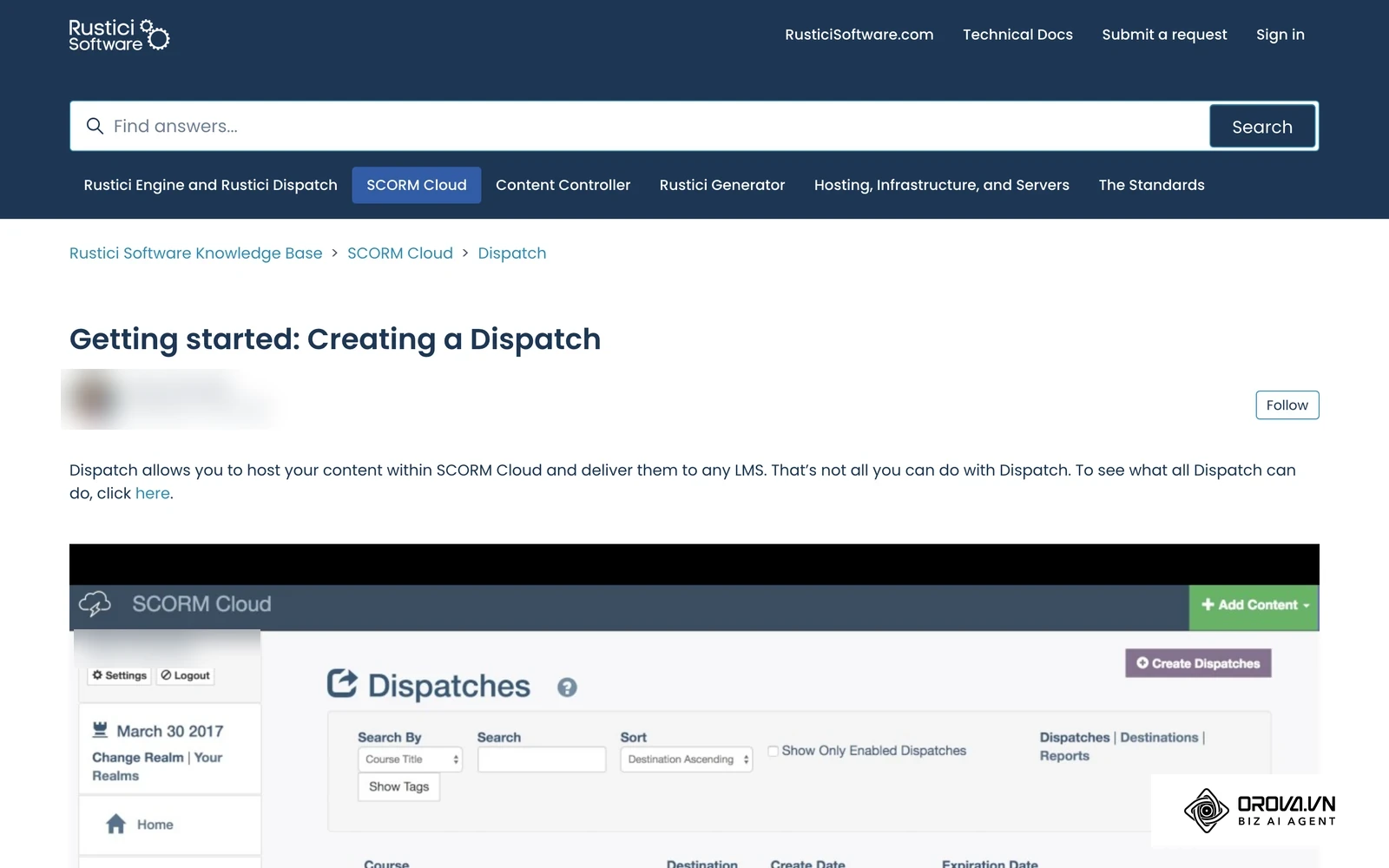 Official SCORM Cloud help article on creating a dispatch for a third-party LMS.
