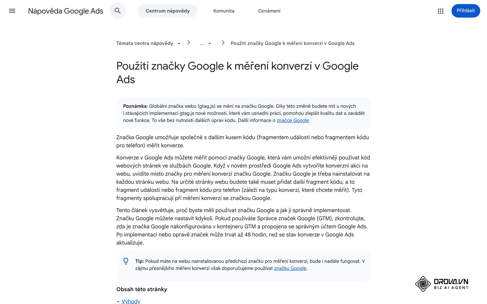 Nápověda Google Ads: Použití značky Google k měření konverzí v Google Ads.