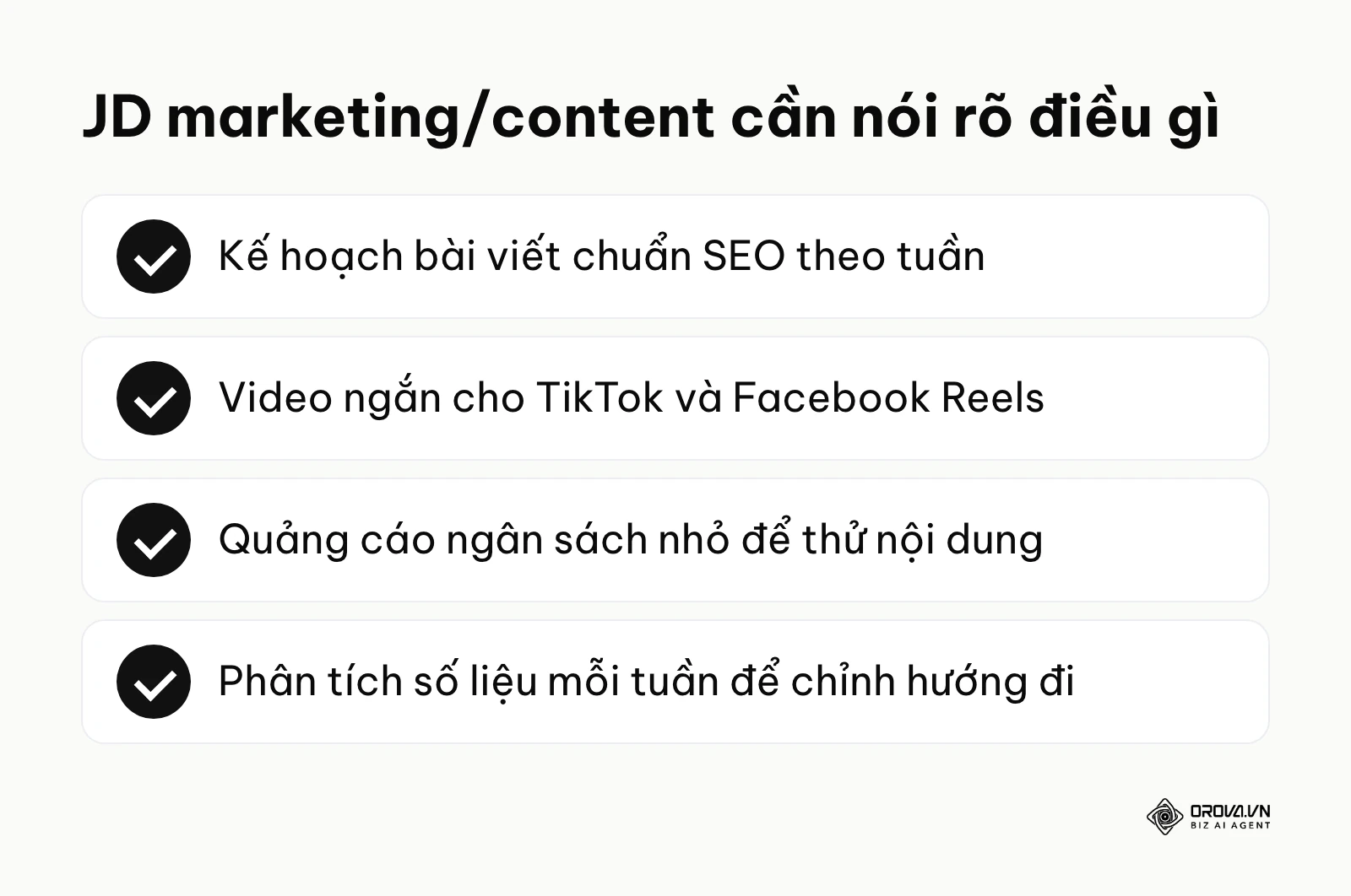 Bốn việc chính cần ghi rõ trong mẫu JD nhân viên marketing content
