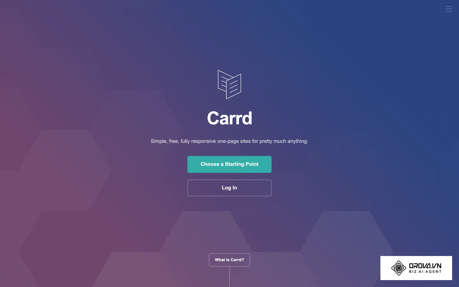 គេហទំព័រដើមរបស់ Carrd ដែលអាចប្រើបង្កើតទំព័រមួយទំព័រសម្រាប់ bio link។