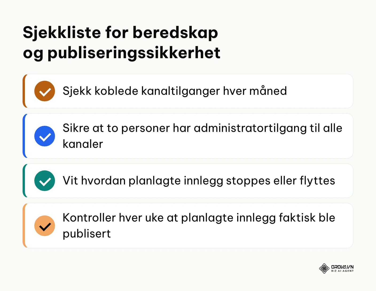 Sjekkliste med fire punkter for teknisk og operativ beredskap i sosiale medier