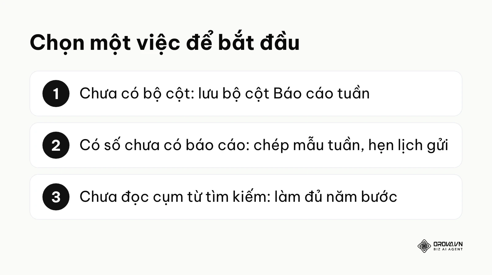 Ba việc nên làm đầu tiên tuỳ tình trạng báo cáo Google Ads hiện tại.